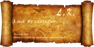 Lauf Krisztofer névjegykártya